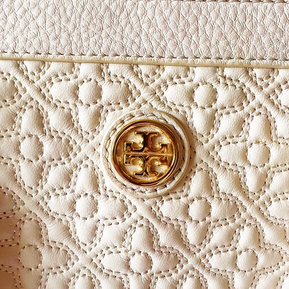 Tory Burch Bryant Satchel Quilted Leather Bag in Ivory - Picture 5 of 13